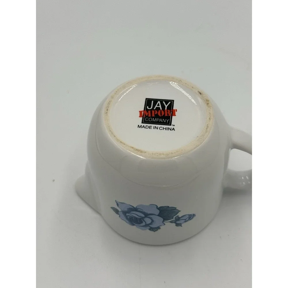 Corelle Jays Imports Velvet Rose Creamer White with Blue Roses Floral Coffee Tea